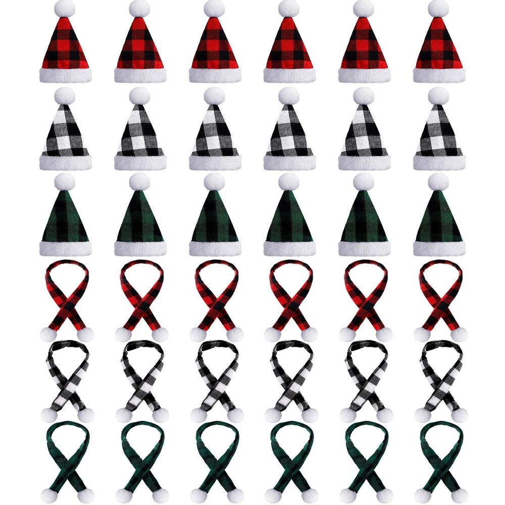 3462 36 Pcs Mini Santa Hats for Crafts Small Christmas Wine Bottle Santa
